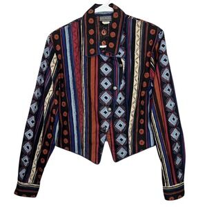 Vintage Roughrider Western Southwestern Button Up Shirt Jacket Aztec Small